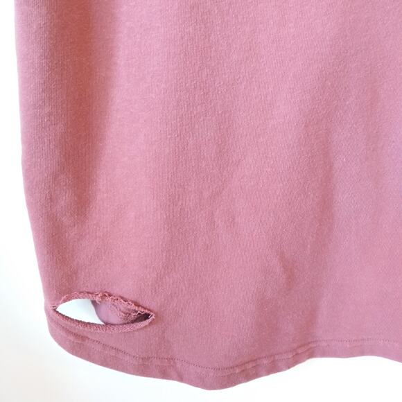 Alphalete Womens L Short Sleeve Sweatshirt Top Longline Distressed Athleisure - Picture 4 of 10